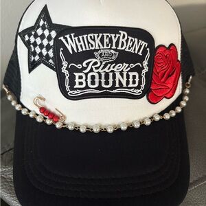 Whiskey Bent River Bound Black and White Otto Trucker Hat